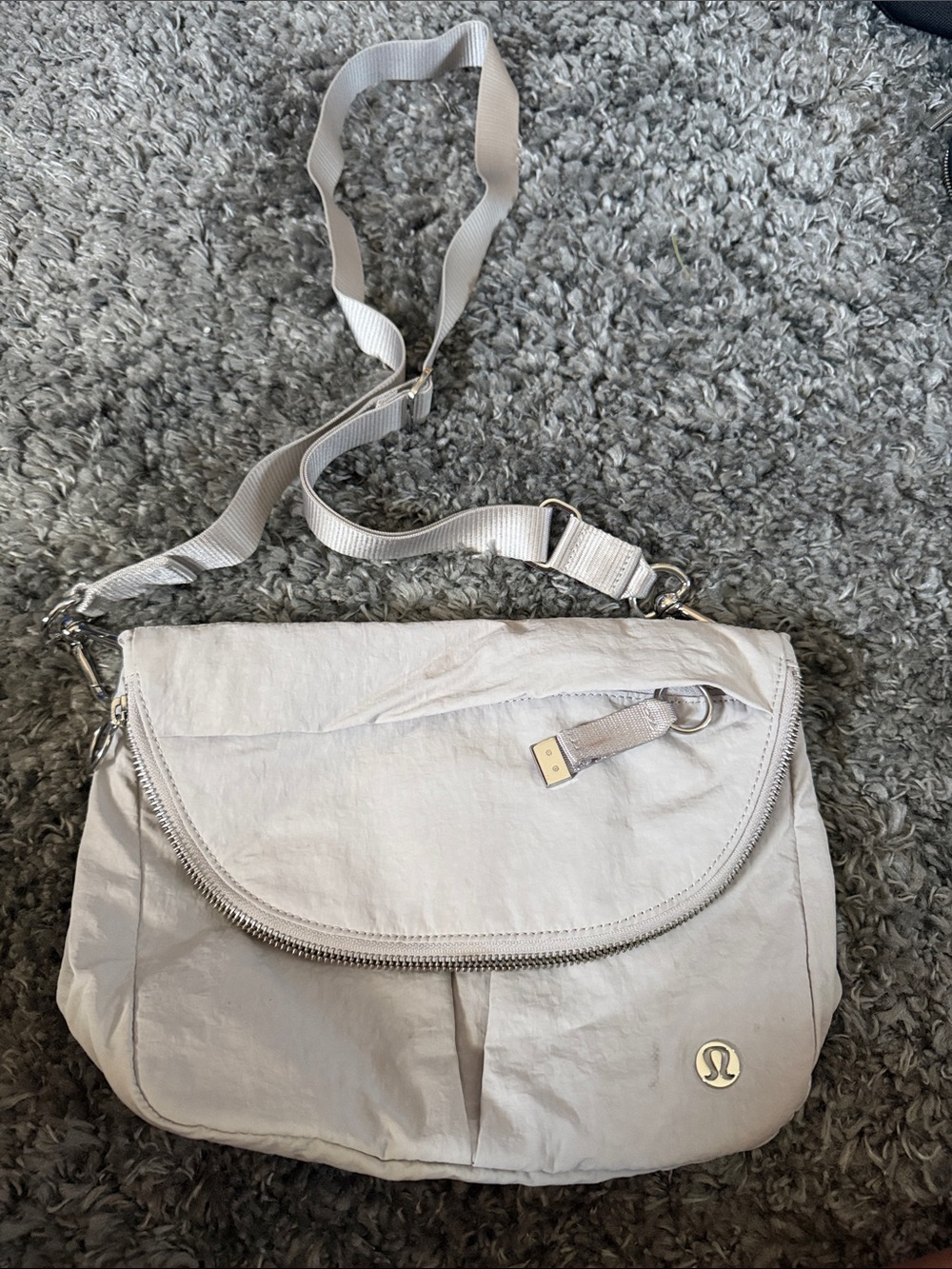 lululemon athletica Light Gray Crossbody Bag with Flap and Zip